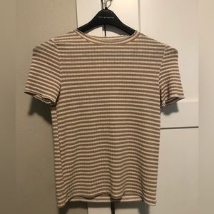 Vero Moda size S, tan and white striped short sleeve